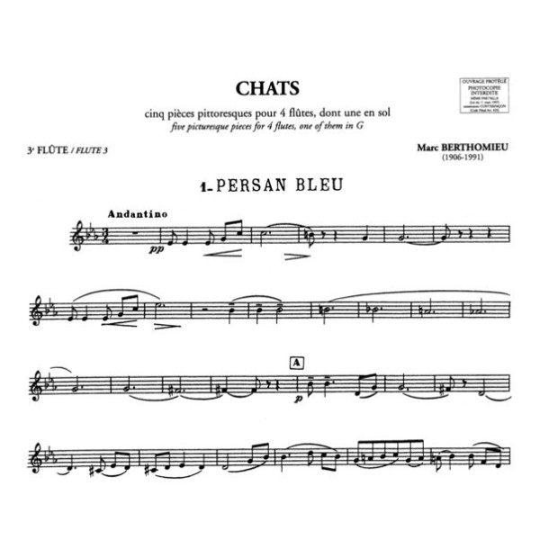 partition berthomieu chats 4 flutes