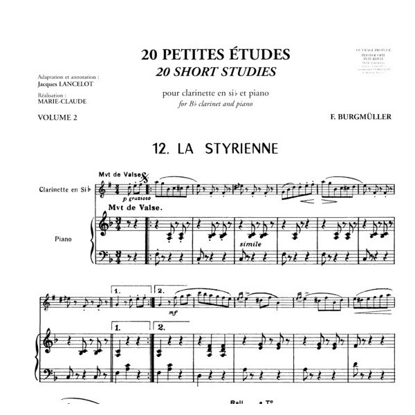 partition 20 petites etudes de burgmuller