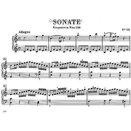 MOZART Sonate piano n°16 KV 545 - Partition piano - Le kiosque à