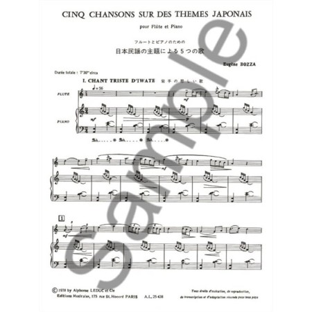 partition 5 chansons sur themes japonais