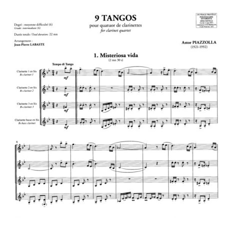 partition 9 tangos 4 clarinettes