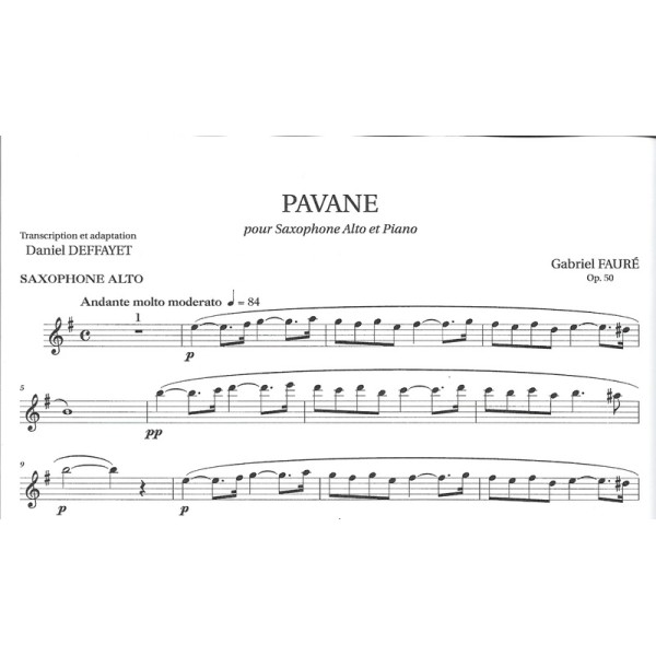 partition faure pavane saxophone