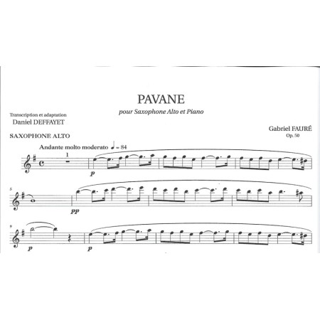 partition faure pavane saxophone