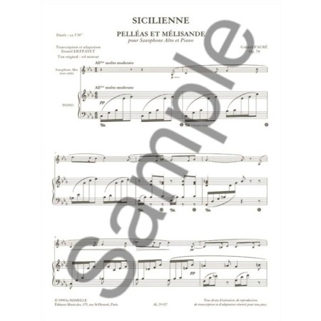 partition sicilienne de faure pour saxophone