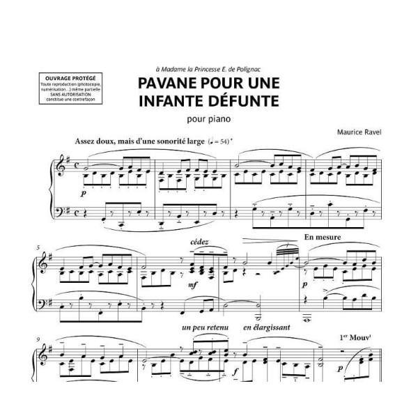 partition pavane infante defunte piano