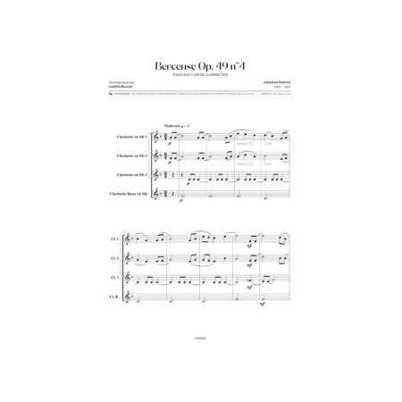 partition berceuse de brahms 4 clarinettes