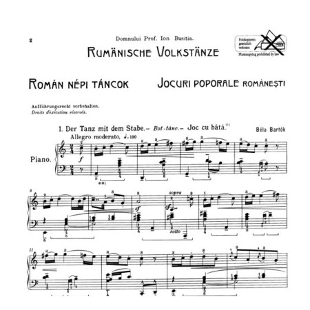 partition danses roumaines pour piano