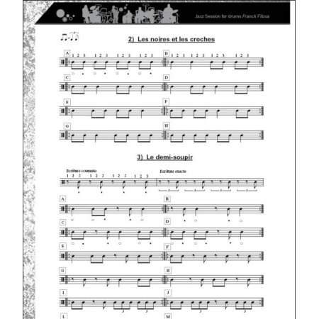 extrait de jazz sessions volume 1 de franck filosa partition batterie