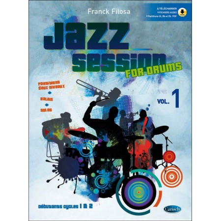 couverture de jazz sessions volume 1 de franck filosa partition batterie