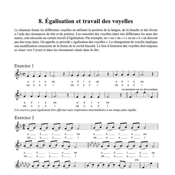 partition de vocalises et echauffements vocaux extrait