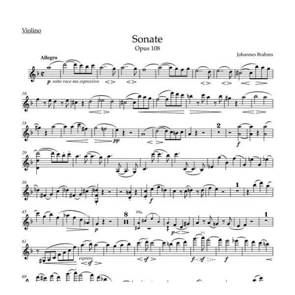 partition sonate violon n3 de brahms extrait 1