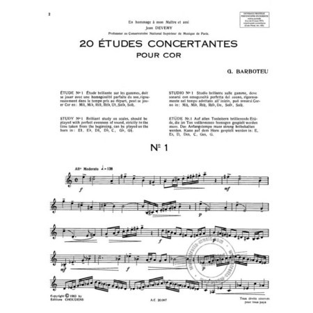 partition barboteu 20 etudes concertantes