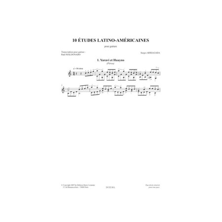 partition 10 etudes latino americaines pour guitare extrait