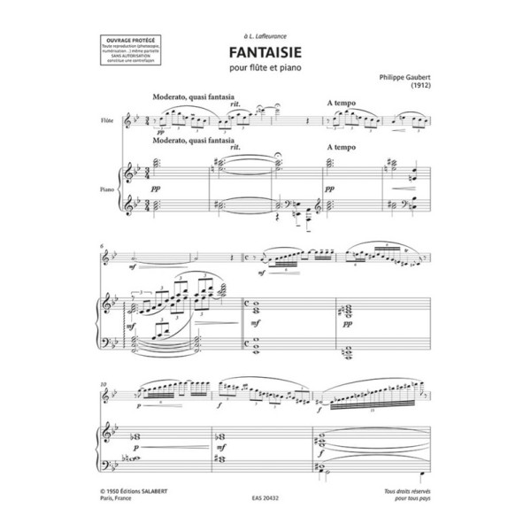 partition fantaisie flute gaubert salabert