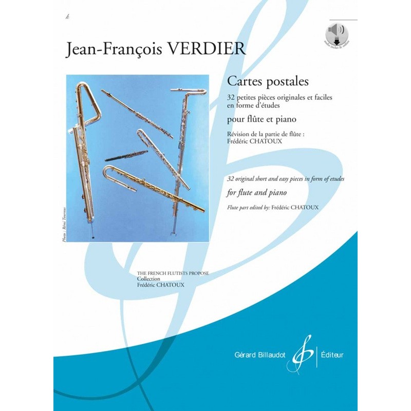 partition cartes postales de verdier pour flute couverture