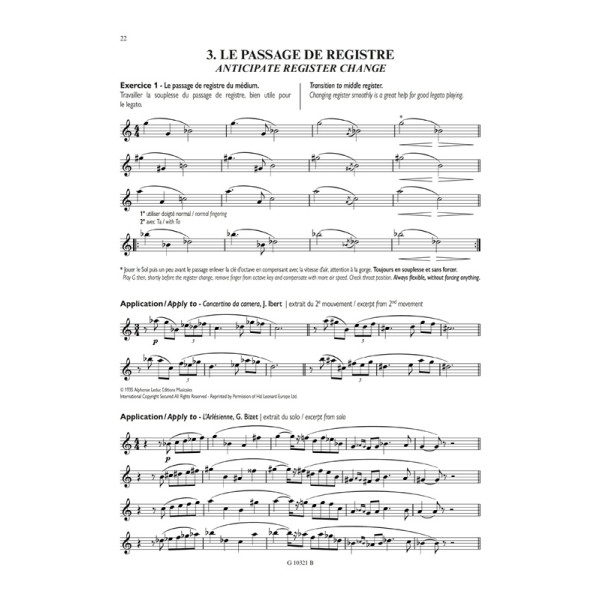 partition la techique du son au saxophone extrait