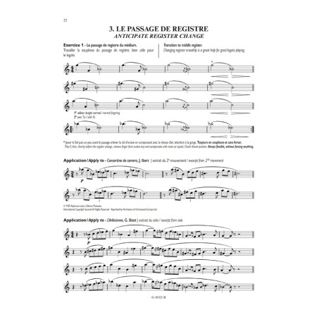 partition la techique du son au saxophone extrait