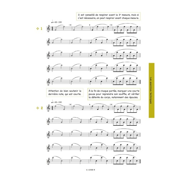partition cahier d echauffement  flute traversiere extrait