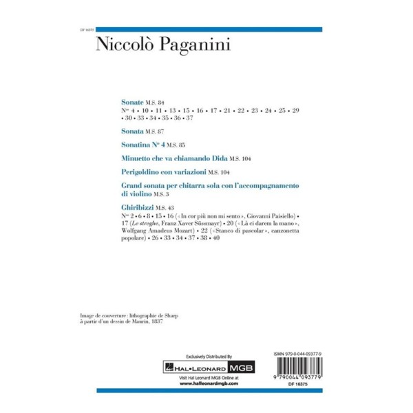 partition guitare the best of niccolo paganini couverture