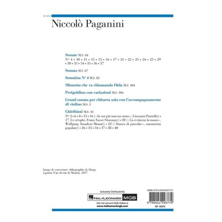partition guitare the best of niccolo paganini couverture