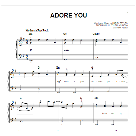 partition harry style pour piano facile