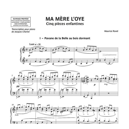 partition piano ma mere l oye