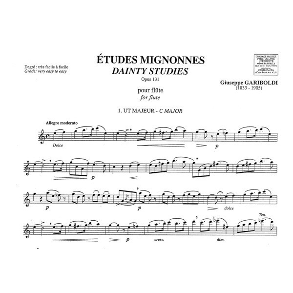 partition etudes mignonnes pour flute extrait