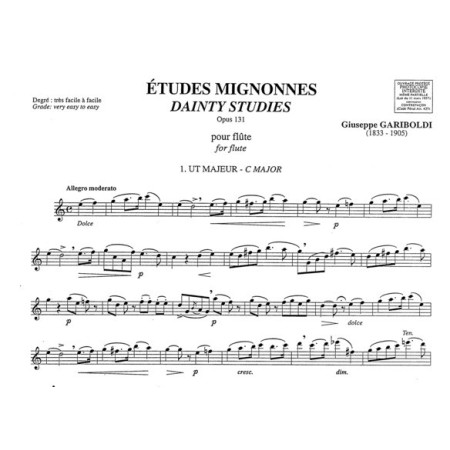 partition etudes mignonnes pour flute extrait