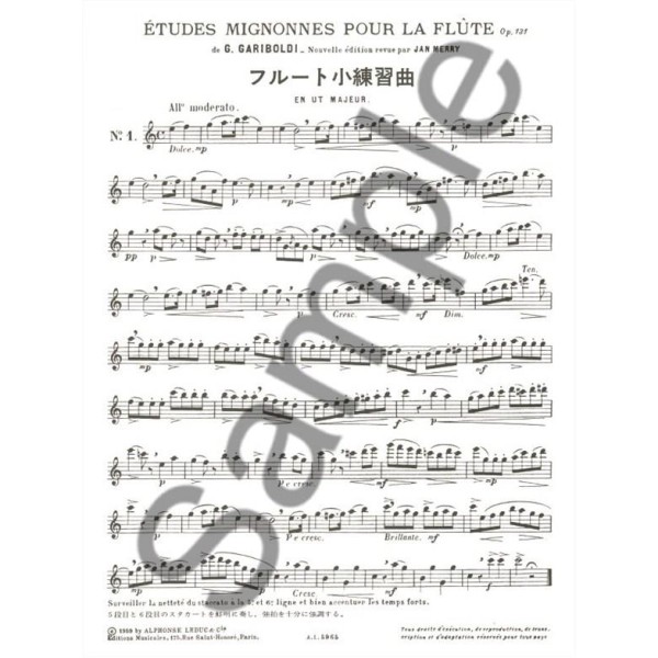partition etudes mignonnes pour flute leduc extrait