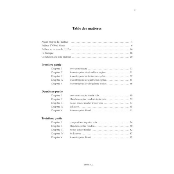gradus ad parnassum traite de contrepoint de fux extrait