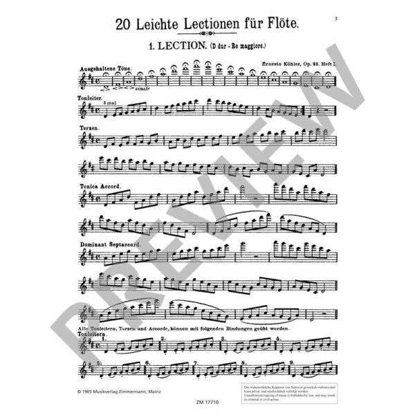 20 leichte und melodische lektionen partition flute zimmerman extrait