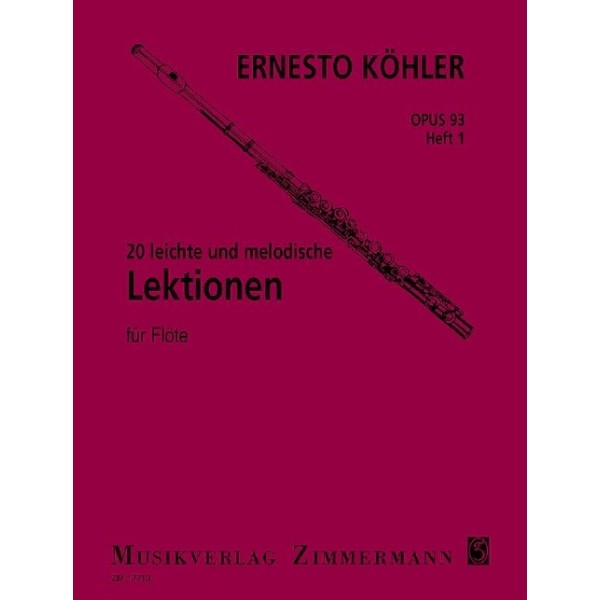 20 leichte und melodische lektionen partition flute zimmermann couverture