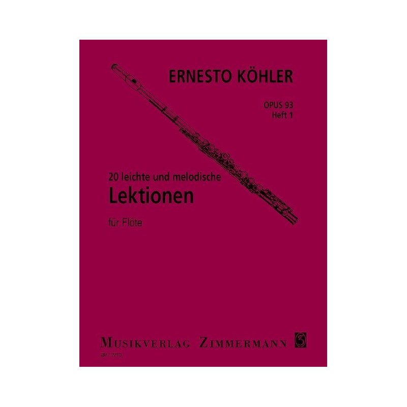 20 leichte und melodische lektionen partition flute zimmermann couverture