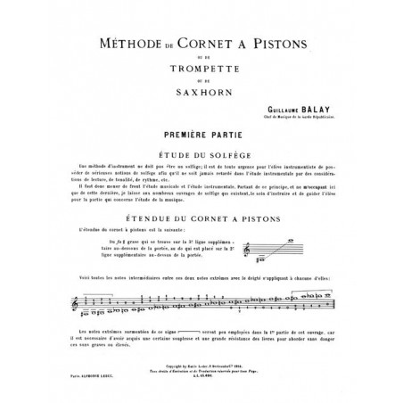 méthode complète de cornet à pistons ou trompette partition