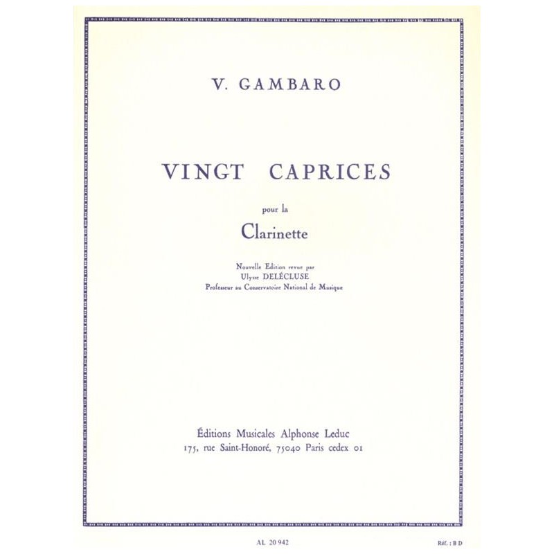 Gambaro 20 caprices partition