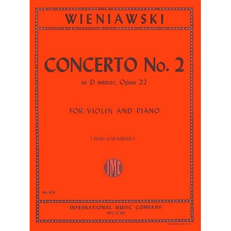 Partition WIENIAWSKI Concerto n°2 Opus 22 par Galamian - Avignon Nïmes Marseille