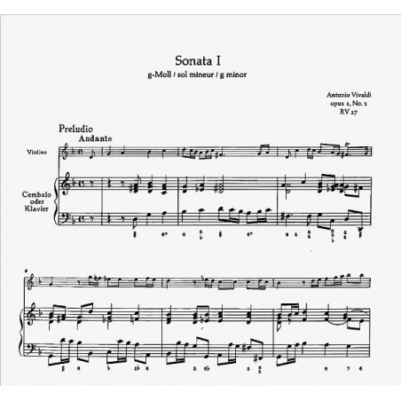Partition Vivaldi Sonate pour violon RV 27 - Avignon