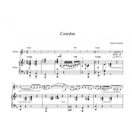 Partition violon Czardas de Monti - Kiosque musique Avignon