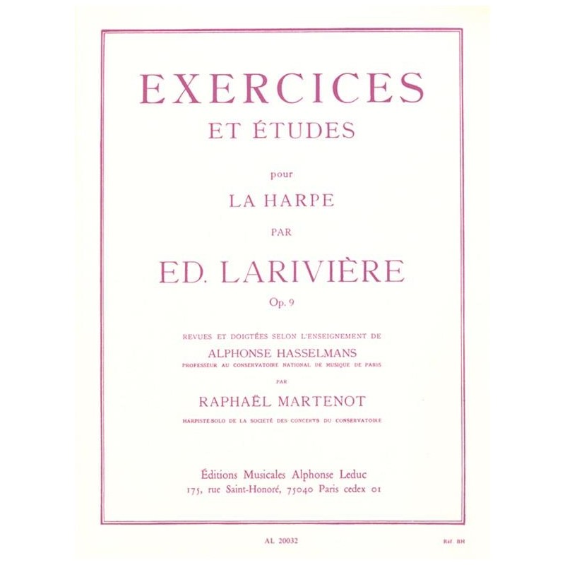 LARIVIERE EXERCICES ET ETUDES POUR HARPE AL20032