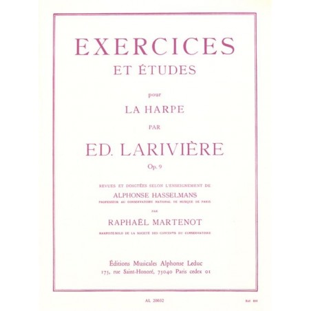 LARIVIERE EXERCICES ET ETUDES POUR HARPE AL20032