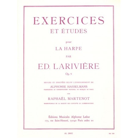 LARIVIERE EXERCICES ET ETUDES POUR HARPE AL20032