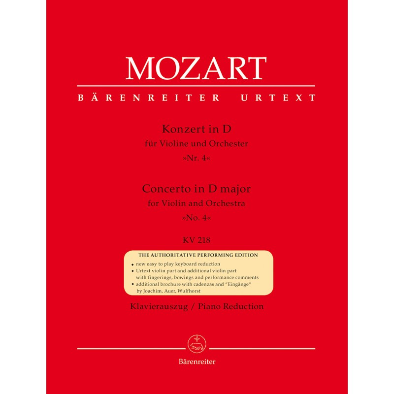 MOZART CONCERTO VIOLON N°4 BARENREITER BA4866A Le kiosque à musique MOZART CONCERTO VIOLON N°4 BARENREITER BA4866A Le kiosque à musique