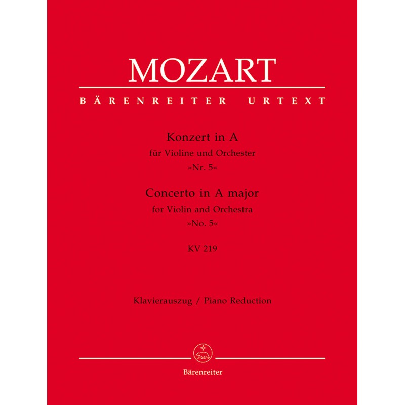 MOZART CONCERTO VIOLON N°5 BARENREITER BA4712A