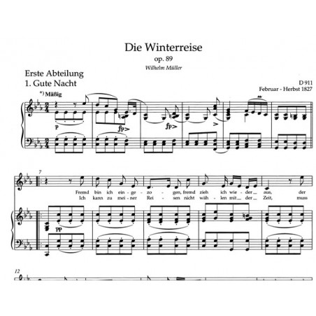 schubert le voyage d'hiver partition