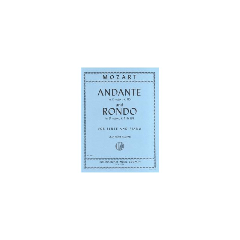 Partition Mozart Andante et Rondo pour flûte - Kiosque musique Avignon