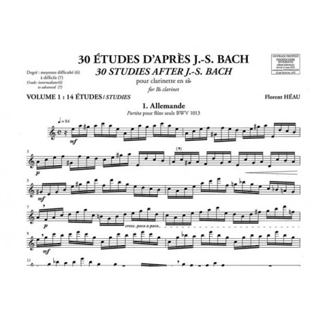 30 Etudes d'après Bach partition clarinette