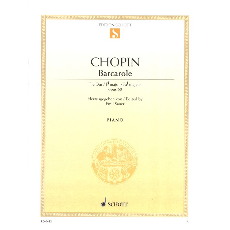 PARTITION PIANO CHOPIN BARCAROLE OPUS 60 ED0422 LE KIOSQUE A MUSIQUE