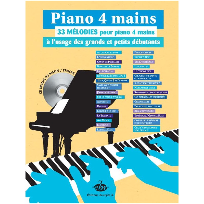 Partition Piano 4 Mains 33 Melodies Grands Et Petits Debutants Le Kiosque A Musique