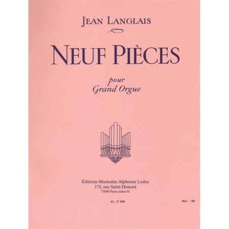 PARTITION JEAN LANGLAIS 9 PIECES POUR GRAND ORGUE AL27888 LE KIOSQUE A MUSIQUE