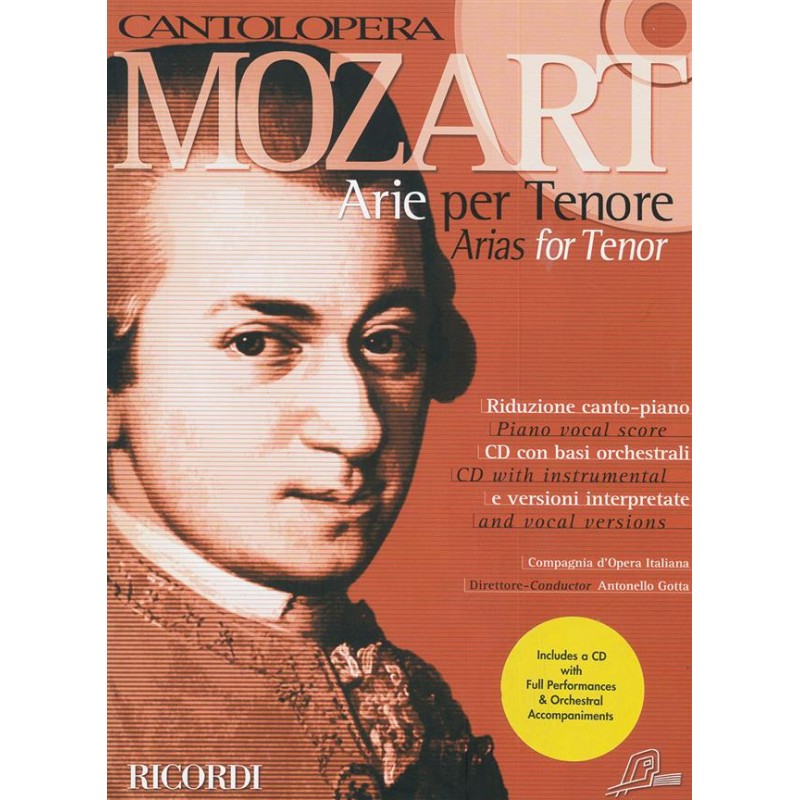 PARTITION ARIE PER TENORE MOZART CANTOLOPERA NR139596 LE KIOSQUE A MUSIQUE